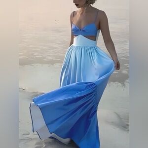 Commense Blue Ombre Cutout Maxi Dress
